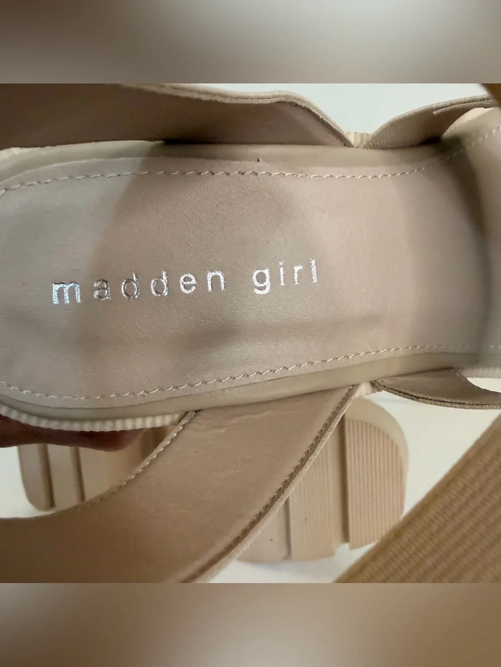 Madden Girl Neutral Beige Platform Chunk Heel Sandals